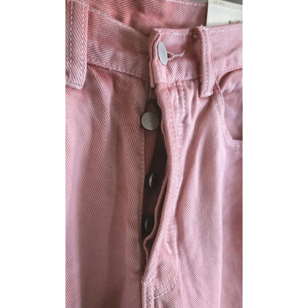 MNML Pink Acid Wash Jeans Flare Leg Button Fly Studded Pocket 29x32